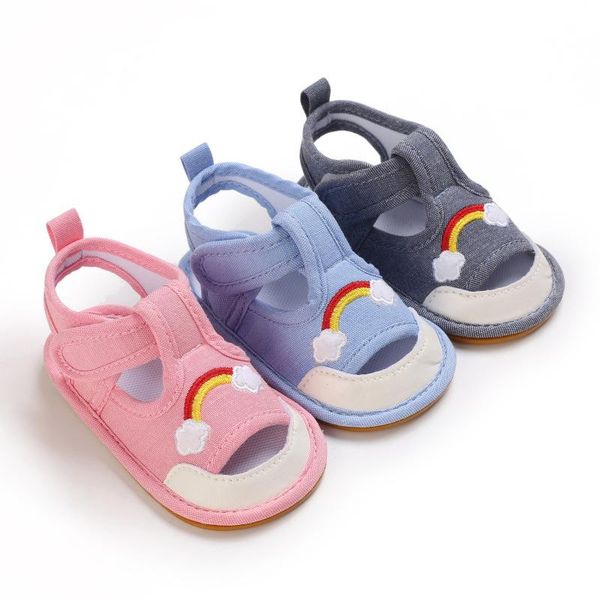 

first walkers lovely 2021 summer baby girls fist cute rainbow cotton cloth shoes soft sole infant
