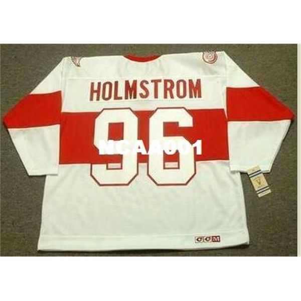 

001 #96 tomas holmstrom detroit red wings 1920's ccm vintage retro hockey jersey or custom any name or number retro jersey, Black