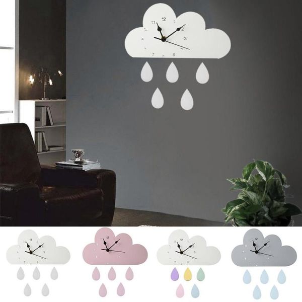 

wall clocks nordic wooden cloud raindrop shaped clock nursery kids room decoration