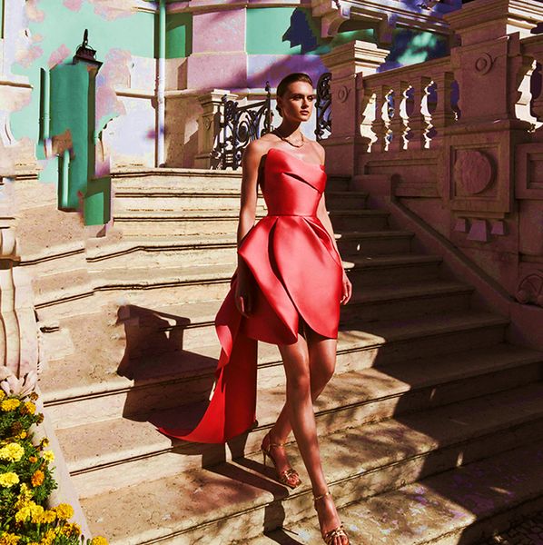 Novo sexy shortless vermelho strapless vestidos de baile ruched mulheres meninas celebridades vestidos de noite especial ocasião vestido cocktails wear barato 2021