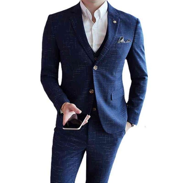 

men's suits & blazers ( jacket + vest pants ) groom wedding dress high-end brand formal business 3pces set stage banquet party male ev7, White;black