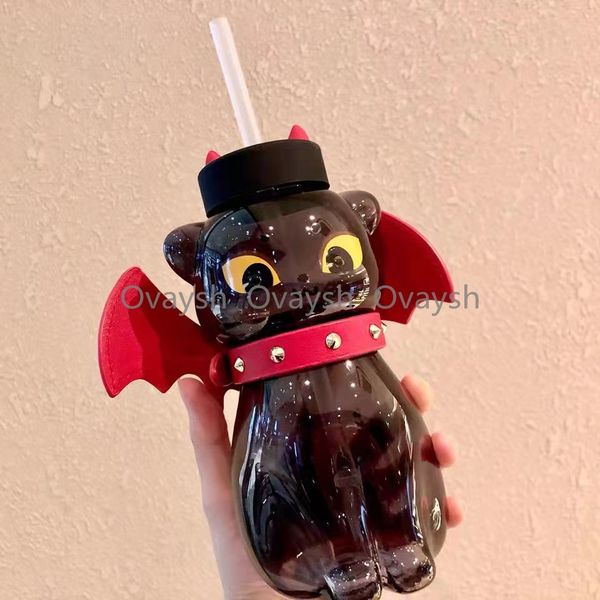 

starbucks cup 2021 tumblers halloween collar black cat wings elf little devil cartoon water cup glass straw cups