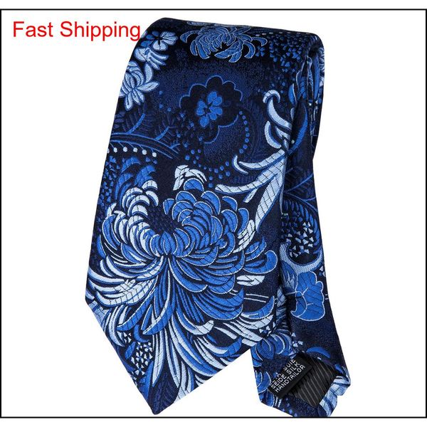 

hi-tie 100% silk blue tie set business men flower pattern necktie handkerchief cufflinks set ties for men wedding part qyljgd bdehome, Black;blue