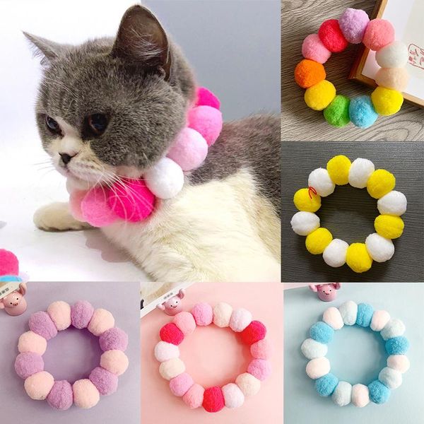 

cat collars & leads plush ball dog collar necklace sweet pet scarf cute accessories pink puppy neck strap ring with pearl yorkie chihuahua p