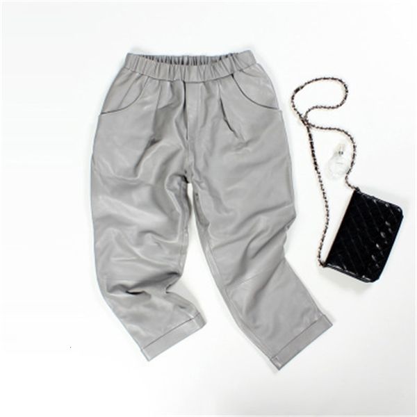 

2021 new female fashion genuine sheep leather pants c3 884d, Black;white