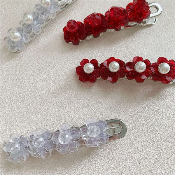 

hbp fashion korean red pearl crystal flower hairpin clip, Silver