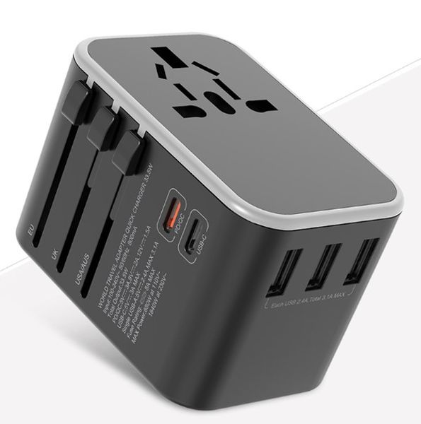 

dual type c pd qc usb all in one charger adapter for travel with eu us uk au plug universal travel power charger
