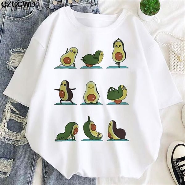 

kawaii cartoon jiugongge avocado men t shirt short sleeve casual yoga funny female tee summer shirts, White;black
