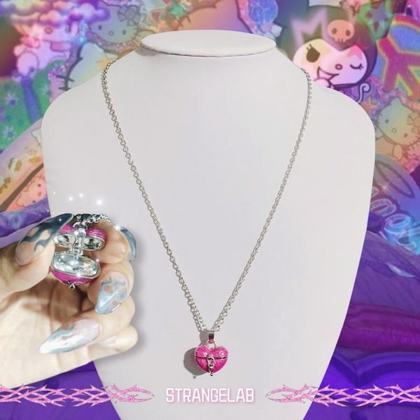 

chains y2k heart lock ball chain necklace lovely vintage egirl spice grunge girls goth, Silver