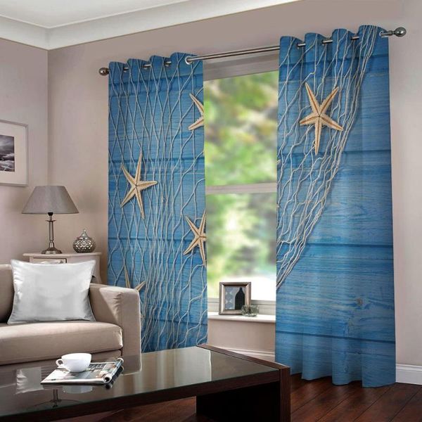

curtain & drapes 3d blackout blue backdrop wall curtains for the living room starfish cortinas children window
