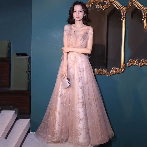 

luxury prom dresses suspender female 2021 autumn temperament host long celebrity fairy banquet evening, Black