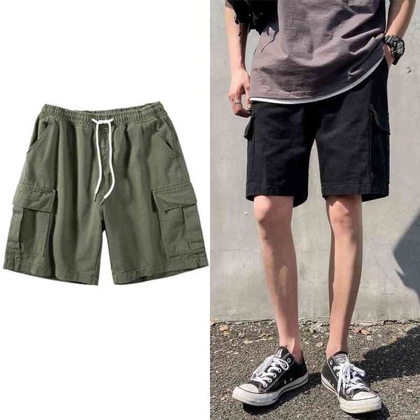 

men's shorts men cargo shorts streetwear ribbons 's casual knee length short pants bermudas masculina 0895, White;black