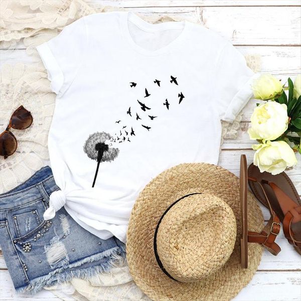 

men graphic lady printing bird simple fashion short sleeve 90s tees print clothing female mens, White;black
