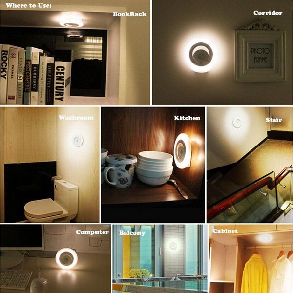 

12pcs/lot battery powered motion sensor led cabinet light day & night light sensor led corridor lamp movable wall