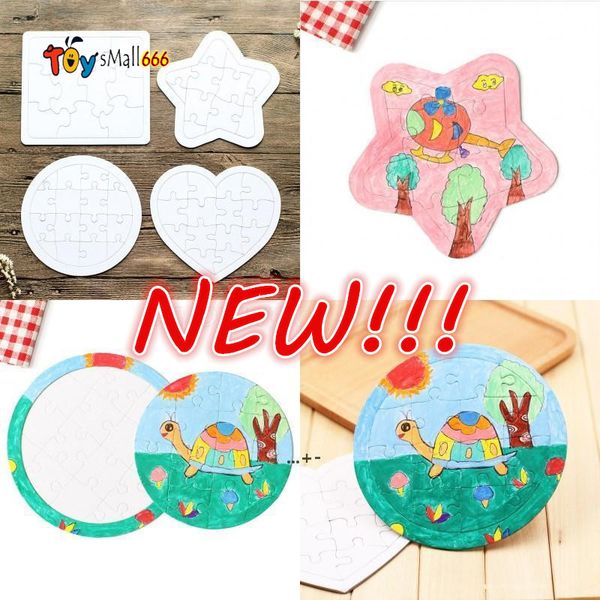 

new sublimation blank picture puzzle diy colouring jigsaws child square five pointed star painting toys white gift