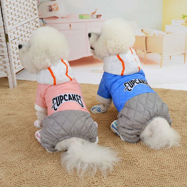 

pet autumn and winter new down thickened warm teddy four legged cotton padded dog clothing