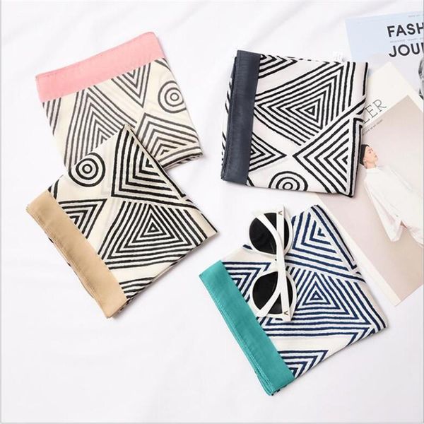 

scarves women scarf silk wrap elegant dot striped piano print patchwork headband neck hair tie band neckerchief square, Blue;gray