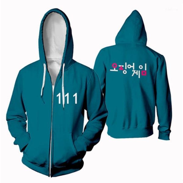 

jackets squid game 3d zipper hoodie sweatshirts men women outwear fashion hip hop hooded autumn casual kids coats1, Blue;gray