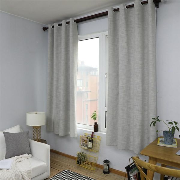 

pure color light gray curtain cotton linen semi-shading window treatments decoration for window bedroom living room balcony