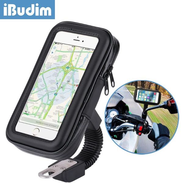 

cell phone mounts & holders ibudim waterproof motorcycle holder motorbike rear view mirror mobile stand mount gps cellphone case cover bag