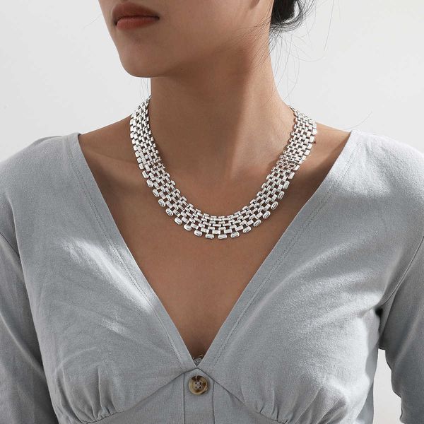 

jewelry exaggerated atmosphere hollow out female punk hip hop style silver wide chain necklace