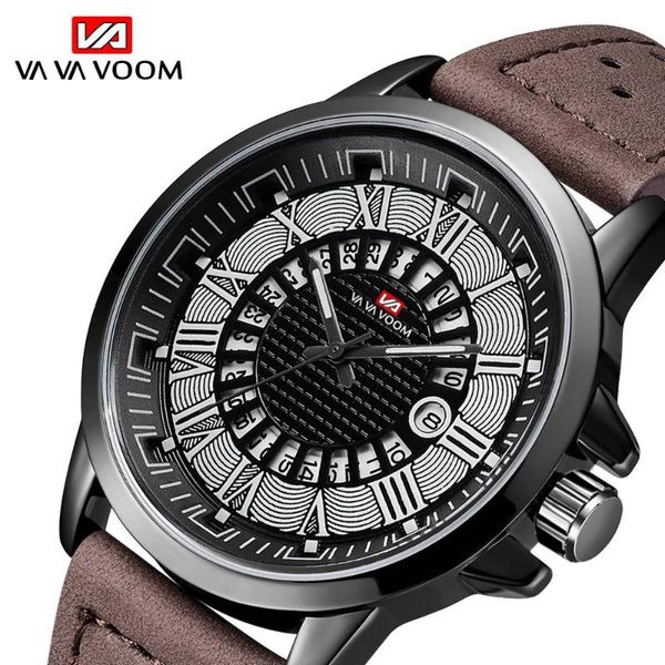

wristwatches vava voom watch men quartz water proof fashion reloj hombre sport clock decorative dial roman numerals, Slivery;brown