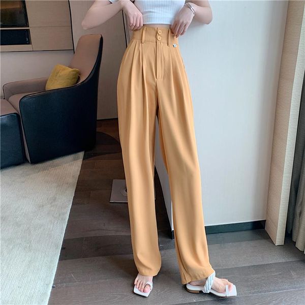 

women's pants & capris casual wide leg women high waist drape loose straight trousers long style female mopping spring summer suit, Black;white