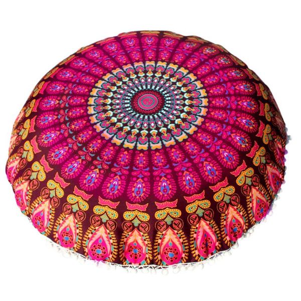 

pillow case large mandala flower floor cover ornament round bohemian meditation cushion cases feather animals colorful covers cd