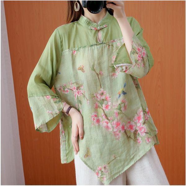 

chinese style clothing women clothes 2021 cheongsam chinese traditional shirt blouse cotton hanfu ladies chinese 11986, Red