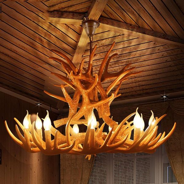 

chandeliers horn deer resin antler chandelier lighitng retro living room decoration ceiling restaurant bar loft decor hanglamp