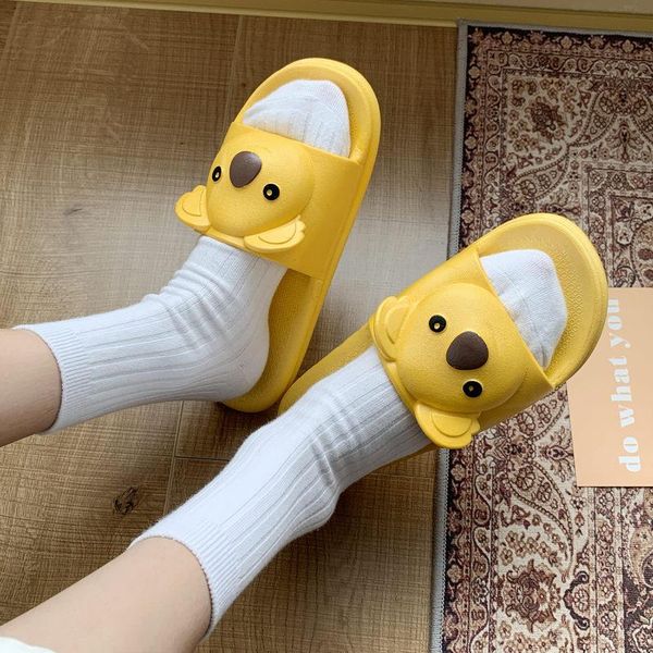 

summer slippers shoes women 2021 cute koala toe low platform flip flops for women house indoor flat beach slides, Black