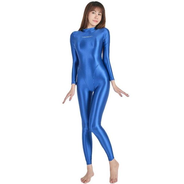 

one-piece suits xckny shiny high neck bodysuit glossy smooth casual running yoga pants 9-point sportswear