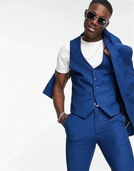 

men's suits & blazers 2021 royal blue mens costume homme grooms wedding tuxedos terno masculino slim fit prom blazer jacket pants vest, White;black