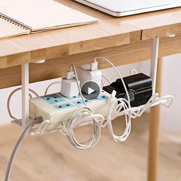 

hooks & rails office storage rack under desk cable finishing management wire cord power strip adapter organizer shelf hook