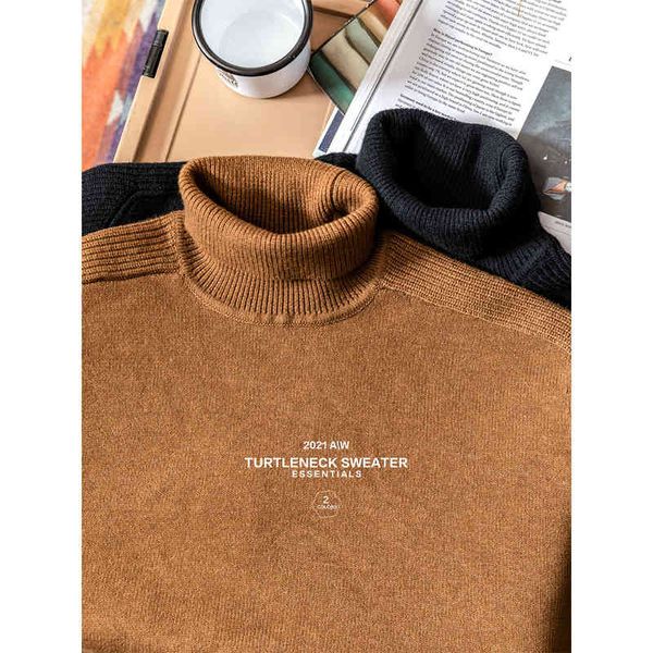 

simwood 2021 autumn winter new turtleneck sweaters men warm wool blend thick knitted pullovers plus size brand clothing, Black