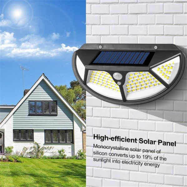

solar lamps outdoor waterproof wall lamp human induction motion sensor light four sides illumination courtyard garden yard decoration