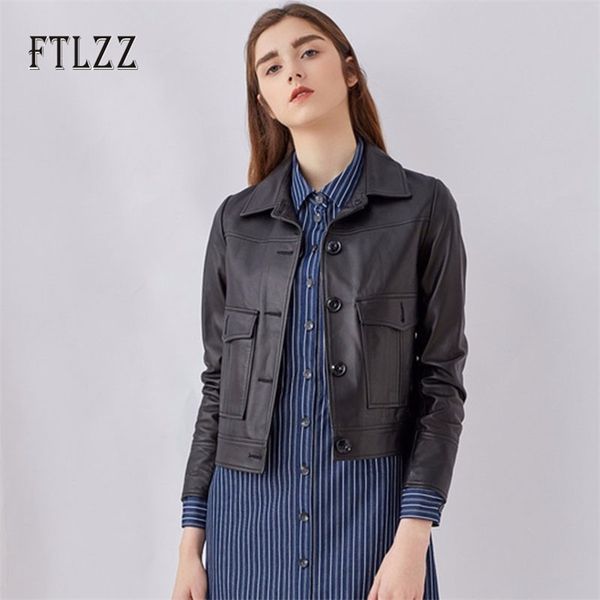 

motorcycle leather jackets women slim single breasted yellow short faux leahter coat female casual black jacket outwear 210525