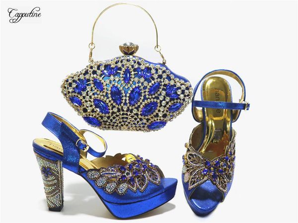 

sandals royal blue party women high heels shoes matching with hand bag set gl1031 height 10cm, Black