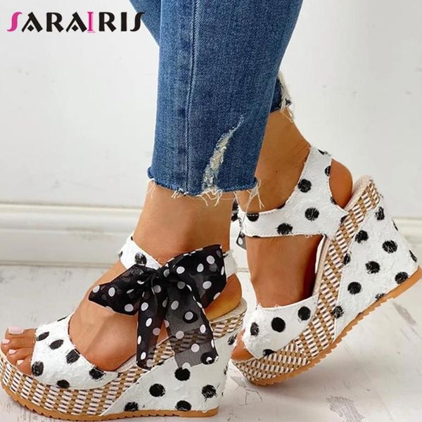 

sarairis 2021 summer new female sweet sandals fashion beach sandals women platform wedges high heels colorful shoes woman, Black