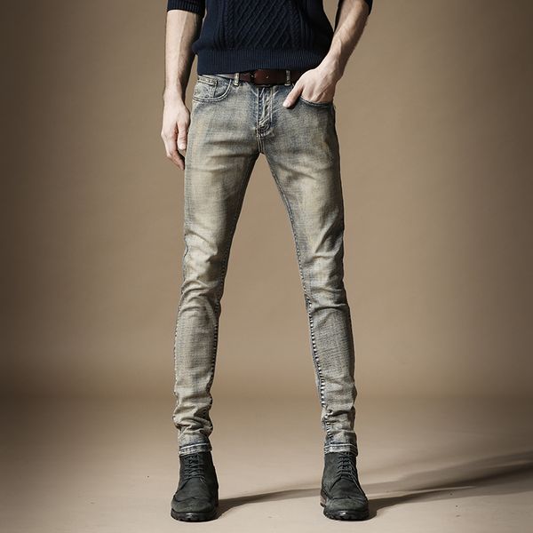 

2021 vintage male brim pants, embroidered eagle, pencil fit, streetwear retro denim pants. irm5, White;black