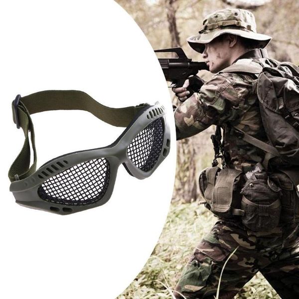 

outdoor eyewear metal mesh tactical glasses eye protection resistant goggles (green)