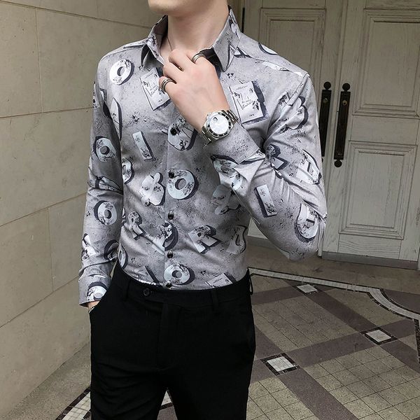 

Korean Quality New Digital Shirt Fashion 2021 Spring Long Sleeve Thin Shirts Fit All Casual Male Blouse Clothes V9ZV, Black;brown