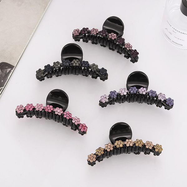 

fashion style personality sweet grab headdress inlaid with diamond flower plastic hairpin hair accessories, Golden;silver