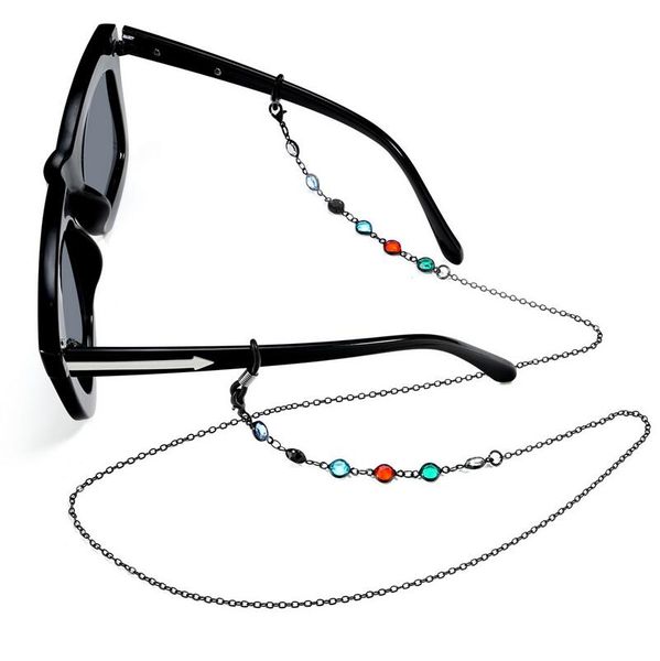 Moda cristal óculos pescoço cinta cadeia para mulheres frisadas óculos de sol correntes cordão óculos corta cordão cor ouro cor metal