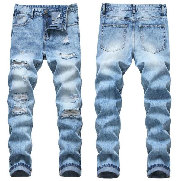 

men's jeans korean version of the autumn and winter non-stretch men's fashion brand pants handsome light blue