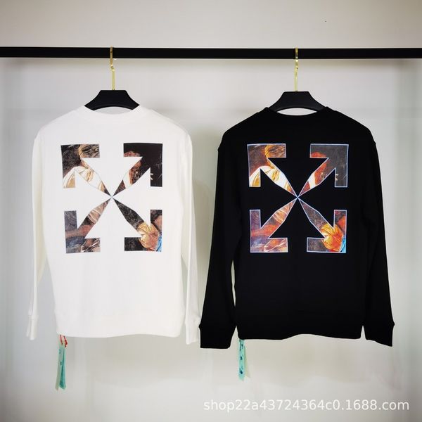 

autumn 2020 off wh@e new religious oil painting series round neck men's and women's cotton sweater batch, Black
