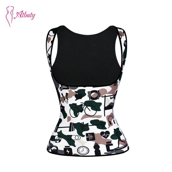 

women's shapers atbuty sweat neoprene waist trainer vest plus size mixed camouflage sauna shaper tank for women weight loss, Black;white