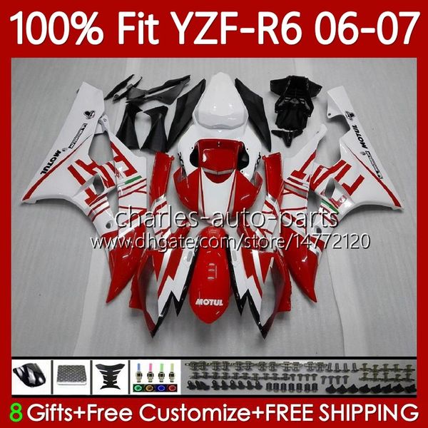 Spritzguss-Körper für Yamaha YZF R 6 600 CC YZF-R6 YZF600 2006–2007 Moto rot weiß schwarz Karosserie 98Nr