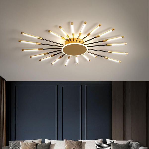 

nordic led ceiling lights for home living room bedroom cloth coffee shop surface mounted black gold modern lamp