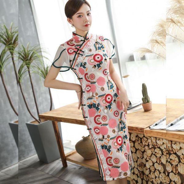 

ethnic clothing high class vintage party chinese fashion women dress girls qipao, Red
